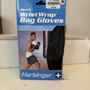 Harbinger Men's Medium Wrist Wrap Bag Gloves With Cushioned Palm